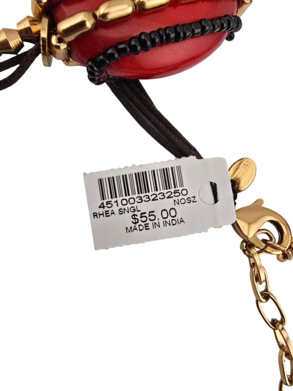 Chicos Rhea Statement Necklace Red Beads & Gold-Tone Adjustable Boho - Picture 7 of 8